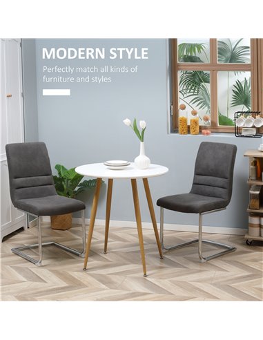 HOMCOM Modern Dining Table for 2 People, Round Kitchen Table, White 835-527