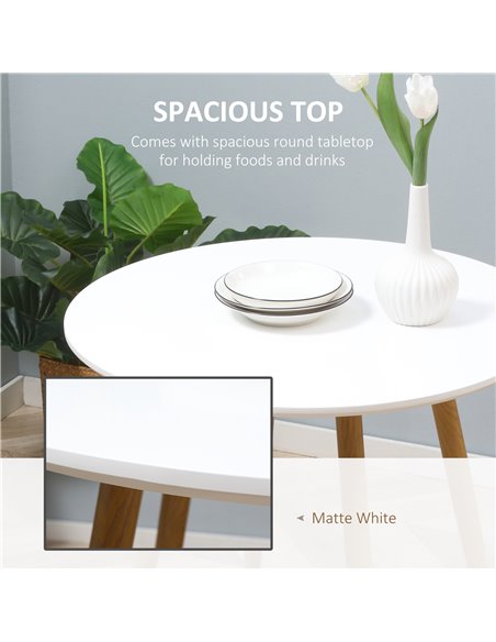 HOMCOM Modern Dining Table for 2 People, Round Kitchen Table, with Matte Top and Metal legs, Dining Room Living Room, White 835- - pic 35044 | FastDaddyshop
