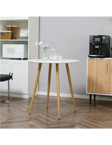 HOMCOM Modern Dining Table for 2 People, Round Kitchen Table, with Matte Top and Metal legs, Dining Room Living Room, White 835- - pic 35046 | FastDaddyshop