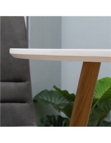 HOMCOM Modern Dining Table for 2 People, Round Kitchen Table, with Matte Top and Metal legs, Dining Room Living Room, White 835-