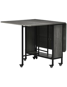 HOMCOM Mobile Drop Leaf Table, Folding Kitchen Table, Grey Wood Effect 835-789V00GY