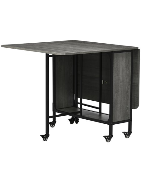 HOMCOM Mobile Drop Leaf Table, Folding Kitchen Table, Grey Wood Effect 835-789V00GY - pic 35049 | FastDaddyshop