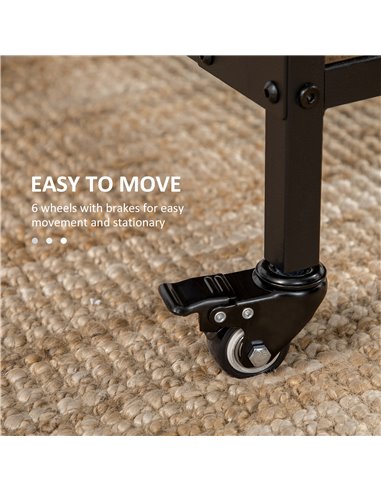 HOMCOM Mobile Drop Leaf Table Folding Kitchen Table Extendable Dining Table For Small Spaces With 6 Wheels & Storage Shelf 835-7