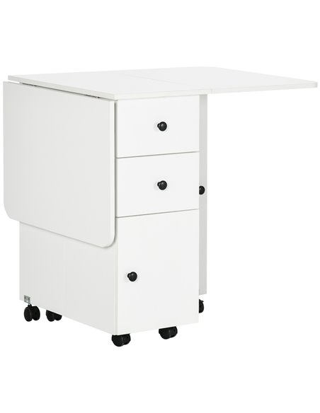 HOMCOM Folding Dining Table for 4-6, Rolling Drop Leaf Table, White 835-679WT - pic 35058 | FastDaddyshop