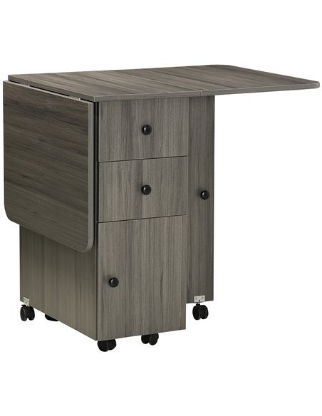 HOMCOM Folding Dining Table for 4-6, Rolling Drop Leaf Table, Grey 835-679GY - pic 35067 | FastDaddyshop
