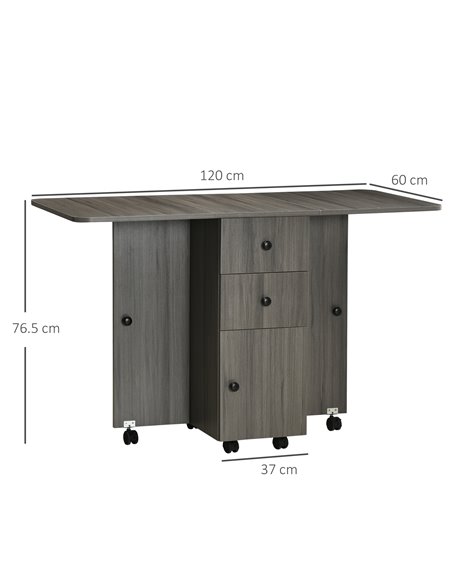 HOMCOM Folding Dining Table for 4-6, Rolling Drop Leaf Table, Grey 835-679GY - pic 35069 | FastDaddyshop