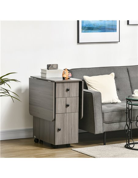 HOMCOM Folding Dining Table for 4-6, Rolling Drop Leaf Table, Grey 835-679GY - pic 35074 | FastDaddyshop