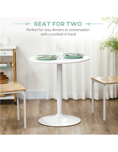 HOMCOM Round Dining Table, Modern Dining Room Table, White 835-951V80WT