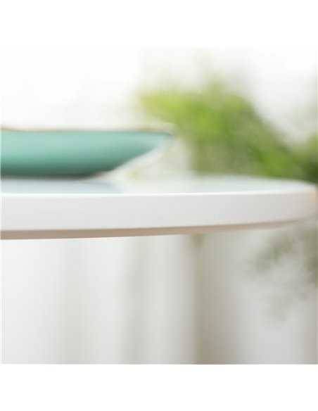 HOMCOM Round Dining Table, Modern Dining Room Table with Steel Base, Non-slip Foot Pad, Space Saving Small Dining Table, White 8 - pic 35091 | FastDaddyshop