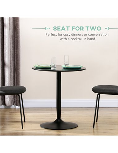 HOMCOM Round Dining Table, Modern Dining Room Table, Black 835-951V80BK