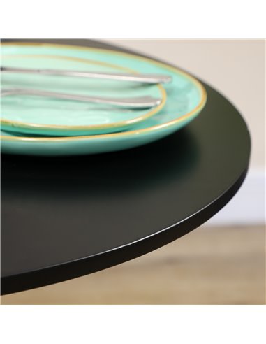 HOMCOM Round Dining Table, Modern Dining Room Table with Steel Base, Non-slip Foot Pad, Space Saving Small Dining Table, Black 8