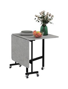 HOMCOM Drop Leaf Table, Folding Dining Table, 120cm, Grey 83A-049V80GY