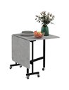 HOMCOM Drop Leaf Table, Folding Dining Table, 120cm, Grey 83A-049V80GY