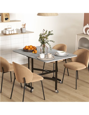 HOMCOM Drop Leaf Table, Folding Dining Table, 120cm, Grey 83A-049V80GY