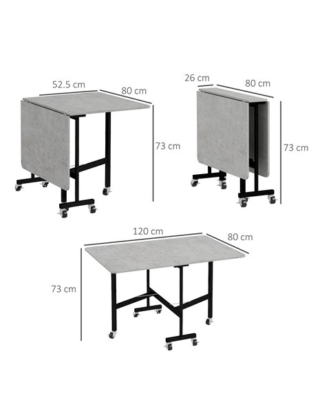 HOMCOM Drop Leaf Table, Folding Dining Table, 120cm, Grey 83A-049V80GY - pic 35114 | FastDaddyshop