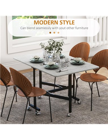 HOMCOM Drop Leaf Table, Folding Dining Table, 120cm, Grey 83A-049V80GY
