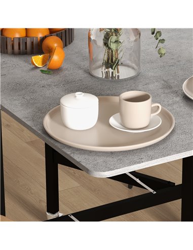 HOMCOM Drop Leaf Table, Folding Dining Table with Metal Frame, Rolling Kitchen Dining Table for Small Spaces, 120cm, Grey 83A-04