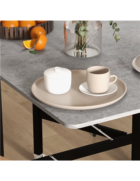HOMCOM Drop Leaf Table, Folding Dining Table with Metal Frame, Rolling Kitchen Dining Table for Small Spaces, 120cm, Grey 83A-04 - pic 35120 | FastDaddyshop