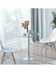 HOMCOM Modern Round Dining Table with Tempered Glass Top, 835-040V01SR 2