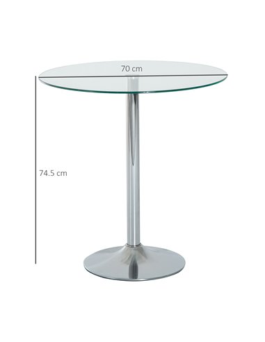 HOMCOM Modern Round Dining Table with Tempered Glass Top, 835-040V01SR