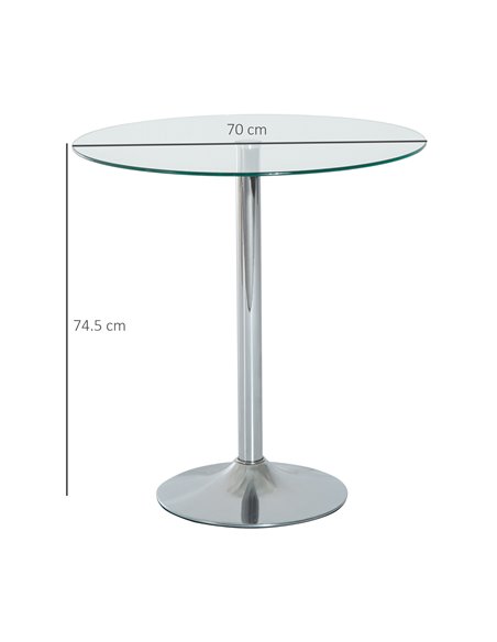 HOMCOM Modern Round Dining Table with Tempered Glass Top, 835-040V01SR - pic 35132 | FastDaddyshop