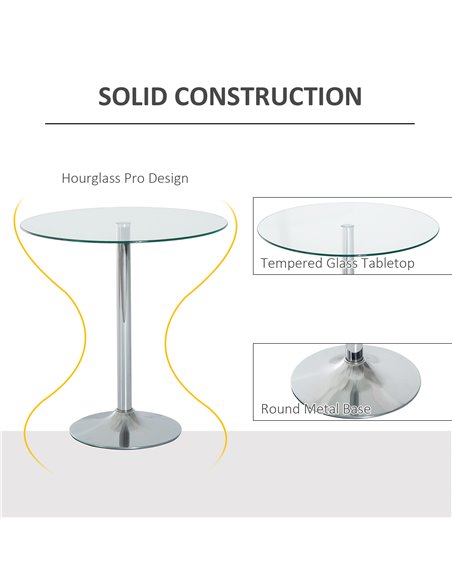 HOMCOM Modern Round Dining Table with Tempered Glass Top, 835-040V01SR - pic 35133 | FastDaddyshop