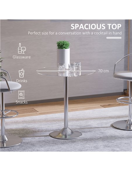 HOMCOM Modern Round Dining Table with Tempered Glass Top, 835-040V01SR - pic 35134 | FastDaddyshop