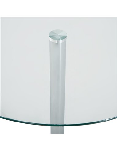 HOMCOM Round Dining Table, Modern Dining Room Table with Tempered Glass Top, Steel Base, Space Saving Small Bar Table 835-040V01
