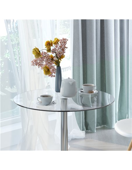 HOMCOM Round Dining Table, Modern Dining Room Table with Tempered Glass Top, Steel Base, Space Saving Small Bar Table 835-040V01 - pic 35138 | FastDaddyshop