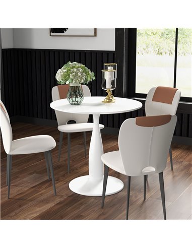 HOMCOM Round Dining Table, Modern Dining Room Table, White 83A-071V82WT