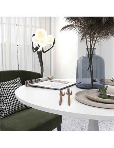 HOMCOM Round Dining Table, Modern Dining Room Table with Steel Base, Non-slip Foot Pad, Space Saving Small Dining Table 83A-071V
