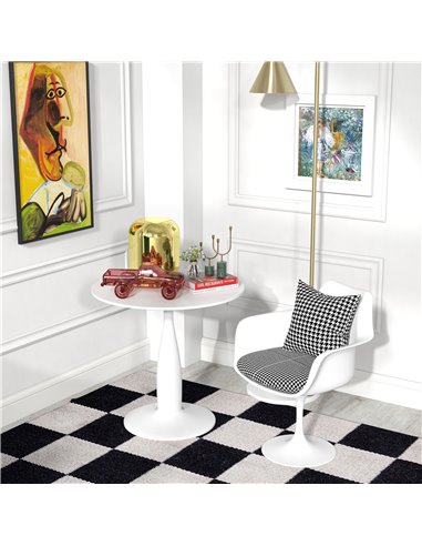 HOMCOM Round Dining Table, Modern Dining Room Table with Steel Base, Non-slip Foot Pad, Space Saving Small Dining Table 83A-071V