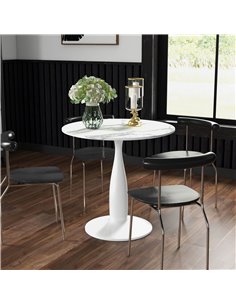 HOMCOM Round Dining Table, Modern Dining Room Table, White and Grey 83A-071V80WT 2