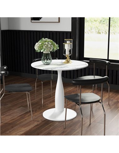 HOMCOM Round Dining Table, Modern Dining Room Table, White and Grey 83A-071V80WT