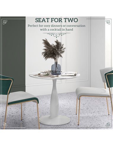 HOMCOM Round Dining Table, Modern Dining Room Table, White and Grey 83A-071V80WT
