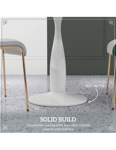 HOMCOM Round Dining Table, Modern Dining Room Table, White and Grey 83A-071V80WT