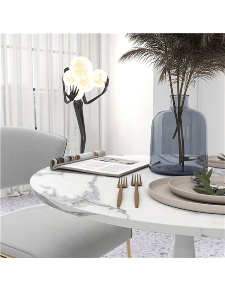 HOMCOM Round Dining Table, Modern Dining Room Table with Steel Base, Non-slip Foot Pad, Space Saving Small Dining Table 83A-071V - pic 35153 | FastDaddyshop