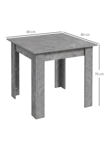 HOMCOM Square Dining Table, Modern Dining Room Table with Faux Cement Effect, Space Saving Small Dining Table 83A-076V00GY
