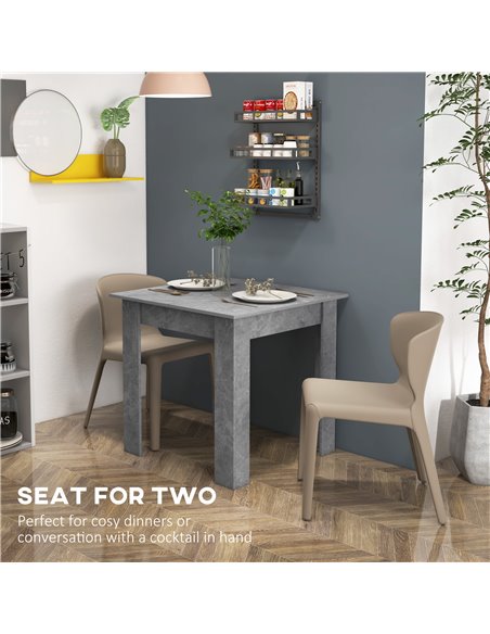 HOMCOM Square Dining Table, Modern Dining Room Table with Faux Cement Effect, Space Saving Small Dining Table 83A-076V00GY - pic 35160 | FastDaddyshop