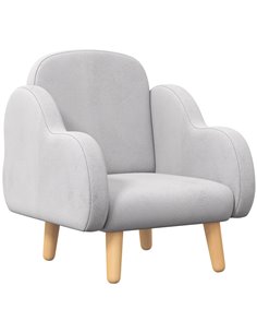 ZONEKIZ Cloud Shape Toddler Armchair, Grey and Natural Wood Finish 310-066V70GY