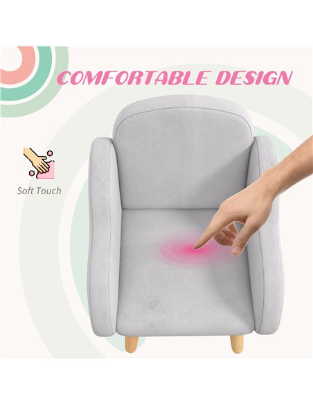 ZONEKIZ Cloud Shape Toddler Armchair, Grey and Natural Wood Finish 310-066V70GY - pic 35170 | FastDaddyshop