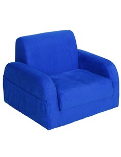 HOMCOM 2 In 1 Kids Children Sofa Chair Bed Folding Couch, Blue 310-040V70BU