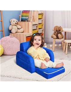 HOMCOM 2 In 1 Kids Children Sofa Chair Bed Folding Couch, Blue 310-040V70BU 2