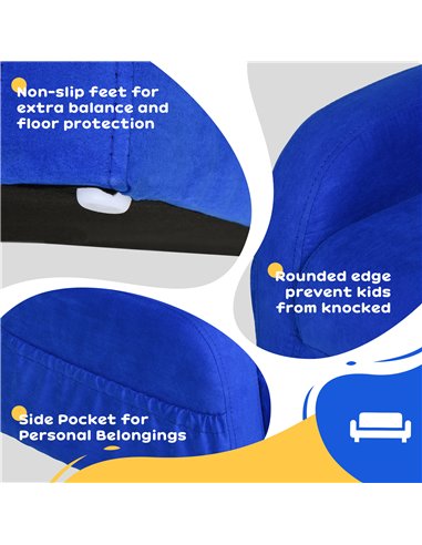 HOMCOM 2 In 1 Kids Children Sofa Chair Bed Folding Couch Soft Flannel Foam Toddler Furniture for 3-4 years old Playroom Bedroom 