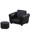 HOMCOM Toddler Chair Single Seater Kids Sofa with Stool Set, Black 310-008V70BK
