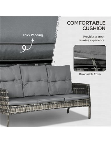 Outsunny 5 Seater Rattan Garden Furniture Set, Grey Rattan, Grey Cushions, 860-292V00GG