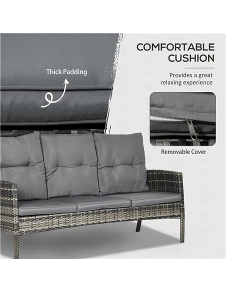 Outsunny 5 Seater Rattan Garden Furniture Set, Grey Rattan, Grey Cushions, 860-292V00GG - pic 35214 | FastDaddyshop