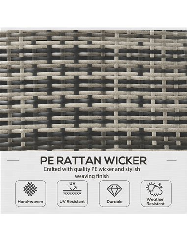 Outsunny 5 Seater Rattan Garden Furniture Set, Grey Rattan, Grey Cushions, 860-292V00GG