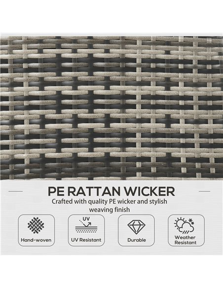 Outsunny 5 Seater Rattan Garden Furniture Set, Grey Rattan, Grey Cushions, 860-292V00GG - pic 35215 | FastDaddyshop