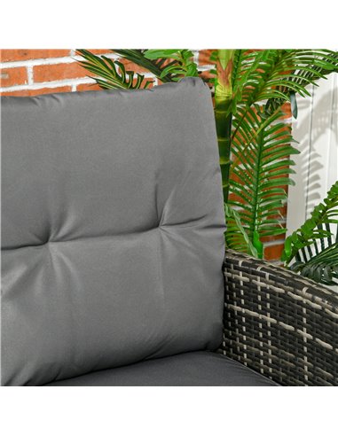 Outsunny 5 Seater Rattan Garden Furniture Set, 2 Armchairs, 3-seater Wicker Sofa, 2 Footstools Glass Table 6 Piece Patio Sofa Se
